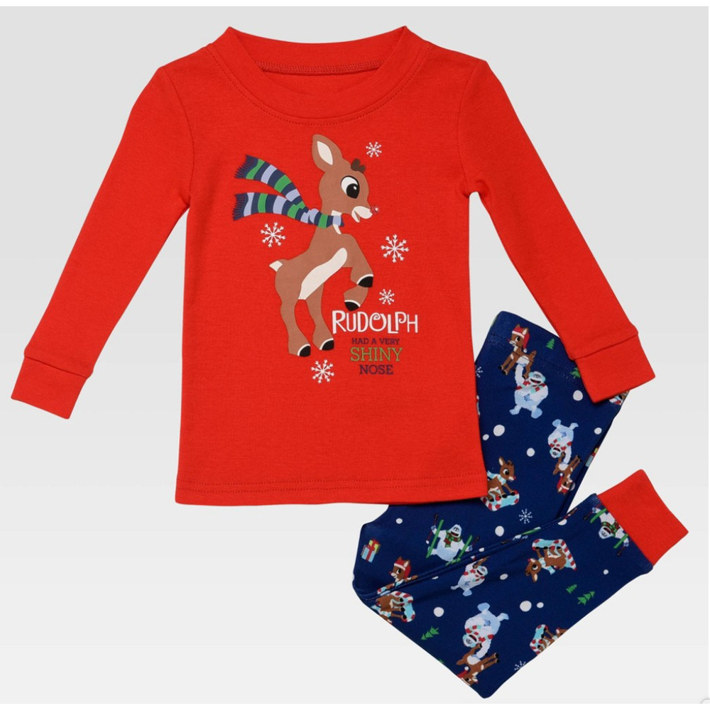 NEW Toddler BOYS Rudolph The Red Nosed Reindeer Oh Deer Christmas 2-Piece PJ Set